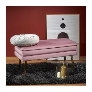 Halmar Lavice s úložným prostorem VELVA 37x78 cm růžová/zlatá