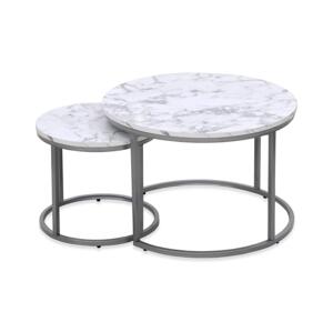 Halmar SADA 2x Konferenční stolek PAOLA pr. 38/60 cm šedá/mramor