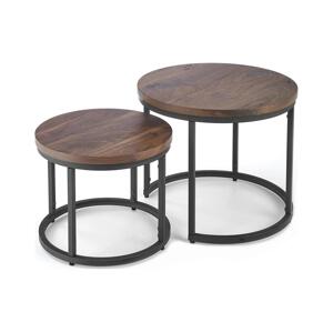 Halmar SADA 2x Konferenční stolek OREO pr. 43/53 cm černá/ořech