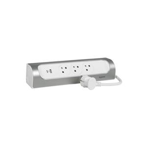 LEGRAND Legrand 049406 - Prodlužovací kabel 3Z Typ E + USB-A + USB-C 1m stříbrná/bílá