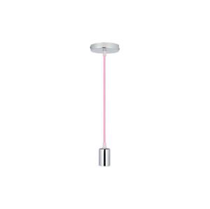 Napájecí kabel 1xE27/60W/230V světle růžová/lesklý chrom