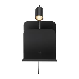 Nordlux Nordlux - Nástěnné svítidlo s poličkou a USB ROOMI 1xGU10/8W/230V černá
