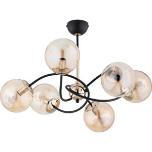 Lustr na tyči AURORA 6xE14/10W/230V černá/zlatá