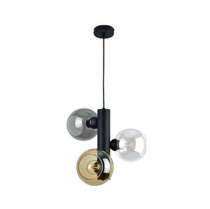Keter Lighting Lustr na lanku TUBE 3xE27/60W/230V černá/kouřová černá/kouřová béžová/čirá