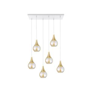 Keter Lighting Lustr na lanku LACRIMA HONEY 6xE27/60W/230V bílá/zlatá/kouřová béžová