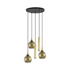 Keter Lighting Lustr na lanku CALYPSO 2xGU10/60W/230V + 3xE27/60W černá/zlatá