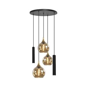 Keter Lighting Lustr na lanku CALYPSO 2xGU10/60W/230V + 3xE27/60W černá/zlatá