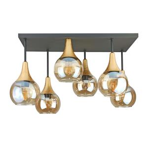 Keter Lighting Přisazený lustr SOMA 6xE27/60W/230V černá/zlatá/kouřová béžová