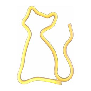 LED Neonová nástěnná dekorace CAT LED/3W/3xAA žlutá