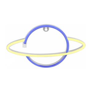 LED Neonová nástěnná dekorace PLANET LED/3W/3xAA modrá/žlutá