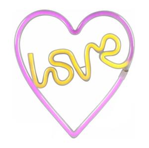 LED Neonová nástěnná dekorace LOVE LED/3W/3xAA růžová