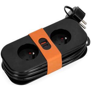 Prodlužovací kabel 2Z + 2xUSB 1,4 m černá