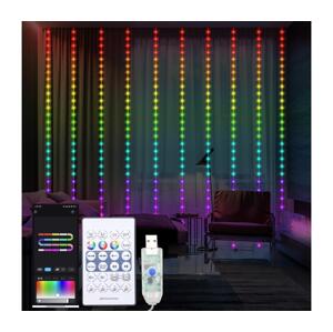 LED RGB Stmívatelný vánoční závěs WIZARD 300xLED/USB 3x3m + dálkové ovládání