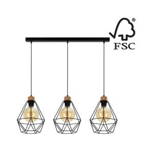 21822304-Lustr na lanku DIAMENT 3xE27/60W/230V dub– FSC certifikováno
