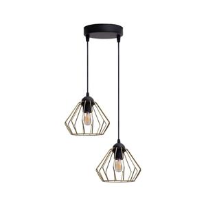 HEXE Lustr na lanku CEED GOLD 2xE27/60W/230V pr. 28 cm černá/zlatá