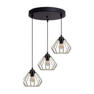 HEXE Lustr na lanku CEED GOLD 3xE27/60W/230V pr. 45 cm černá/zlatá