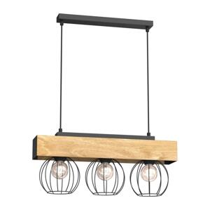 Lustr na lanku MENTON 3xE27/15W/230V černá/hnědá