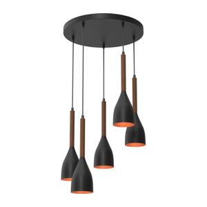 Lustr na lanku MUZA 5xE27/15W/230V černá/hnědá/měděná