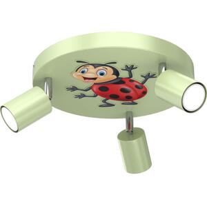Dětské bodové svítidlo FUN 3xGU10/8W/230V zelená/beruška