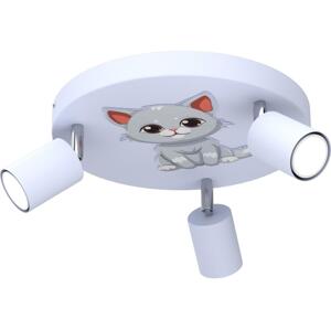 Dětské bodové svítidlo FUN 3xGU10/8W/230V modrá/kočka