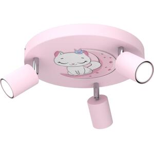 Dětské bodové svítidlo FUN 3xGU10/8W/230V růžová/kočka