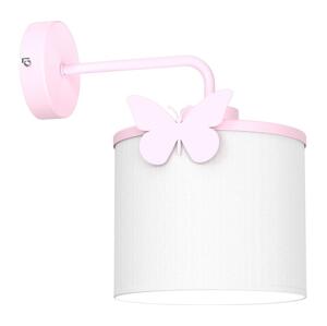 Dětská nástěnná lampa SWEET 1xE27/15W/230V bílá/růžová/motýl