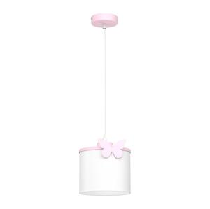 Dětský lustr na lanku SWEET 1xE27/15W/230V bílá/růžová/motýl