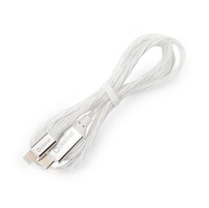 USB kabel USB-C / Lightning konektor s LED podsvícením 1m bílá