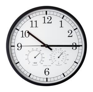 Nástěnné hodiny s teploměrem a vlhkoměrem pr. 30 cm 1xAA černá/bílá