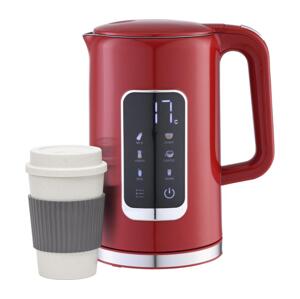 Rychlovarná konvice s LCD displejem 1,7 l 2200W/230V červená + cest.hrnek 450 ml