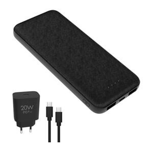 Power Bank 10000 mAh + adaptér 20W Power Delivery + USB-C/USB-C kabel 1m černá