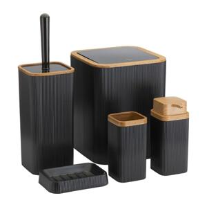 HowHomely Koupelnový set ZOYA 5 ks černá/hnědá