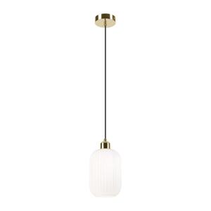 Lustr na lanku HARMA 1xE27/15W/230V pr. 14 cm bílá/zlatá