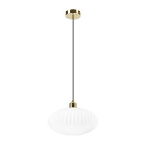 Lustr na lanku HARMA 1xE27/15W/230V pr. 30 cm bílá/zlatá