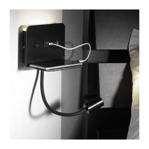ONLI ONLI - LED Flexibilní lampička s policí a USB nabíjením PLAK LED/1W/230V černá