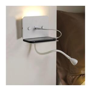 ONLI ONLI - LED Flexibilní lampička s policí a USB nabíjením PLAK LED/1W/230V bílá