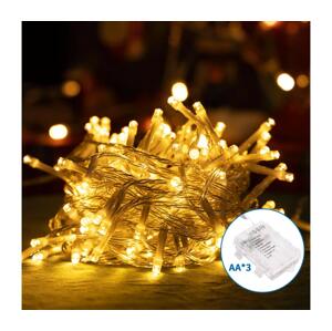 B.V.  -LED Venkovní vánoční řetěz 150xLED/8 funkcí 3xAA 15,3m IP44 teplá bílá B10303K1T