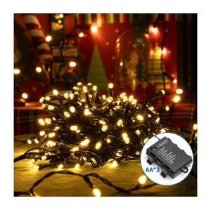 B.V. -LED Venkovní vánoční řetěz 300xLED/8 funkcí 3xAA 15,3m IP44 teplá bílá B10303K2L