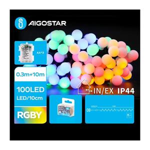 B.V.  - LED RGBY Venkovní vánoční řetěz 100xLED/3xAA/8 funkcí 10,3 m IP44