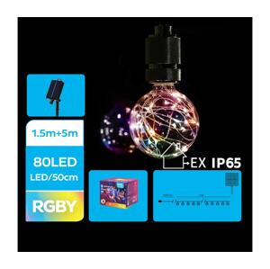 B.V.  - LED Solární vánoční řetěz 10xLED/8 funkcí 6,5m IP65 multicolor