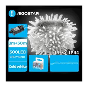 B.V.  - LED Venkovní vánoční řetěz 500xLED/8 funkcí 53m IP44 studená bílá B103031OV