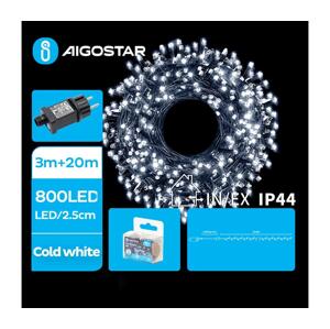 B.V.  - LED Venkovní vánoční řetěz 800xLED/8 funkcí 23m IP44 studená bílá B103031O6