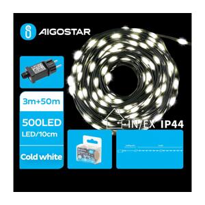 B.V.  - LED Venkovní vánoční řetěz 500xLED/8 funkcí 53m IP44 studená bílá B103031S0