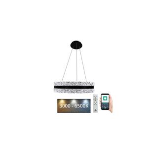 LED Stmívatelný lustr na lanku LED/80W/230V 3000-6500K černá + dálkové ovládání