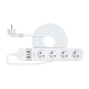Chytrý prodlužovací kabel s vypínačem 4Z + 2xUSB-A+1xUSB-C 1,5m Wi-Fi Tuya bílá