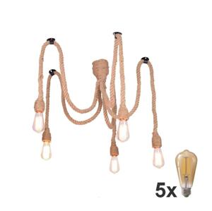 LED Lustr na lanku ROPE CASA 5xE27/10W/230V pavouk