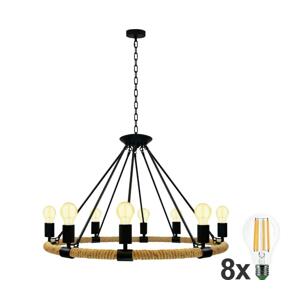 LED Lustr na řetězu ROPE ARTHUR 8xE27/6W/230V