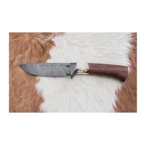 Jiří Čurda Myslivecký damaškový nůž 11,8 cm ořech/jelení paroh