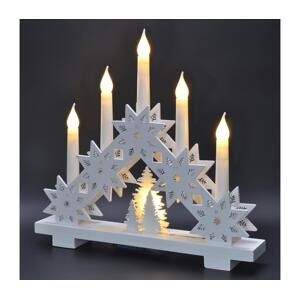 1v265 - LED Vánoční svícen 5xLED/2xAA teplá bílá 1v265