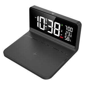 CA06 - LED Budík s LCD displejem a bezdrátovým nabíjením Qi LED/10W/230V